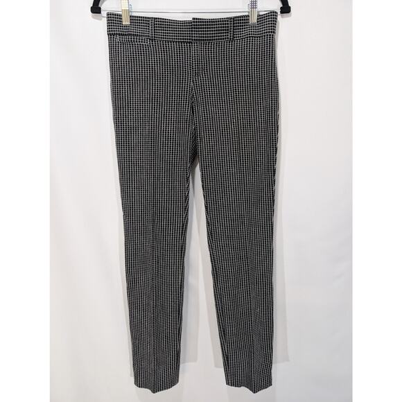 Banana Republic Sloan Fit Windowpane Ankle Pants Black White Size 0 - Picture 1 of 8
